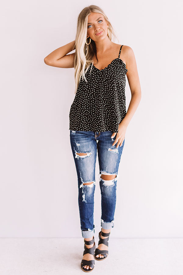 Ready or Dot Shift Tank In Black • Impressions Online Boutique