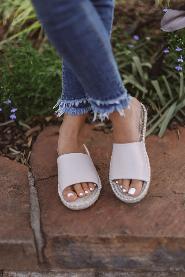 The Lyndley Faux Leather Sandal In Stone • Impressions Online Boutique