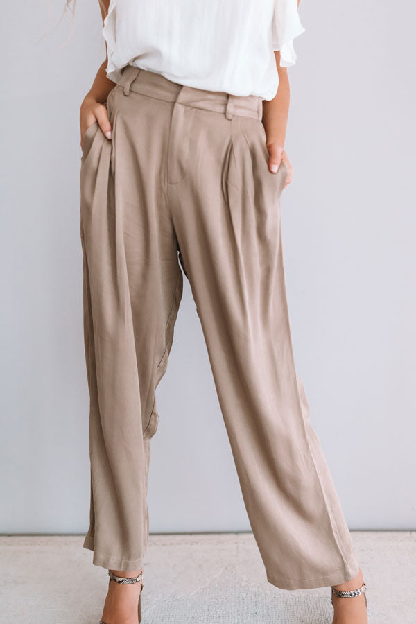 Office Goals High Waist Trousers In Taupe • Impressions Online Boutique