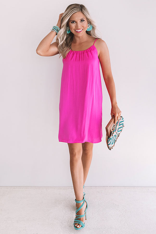 Chicest Of All Satin Dress In Hot Pink • Impressions Online Boutique