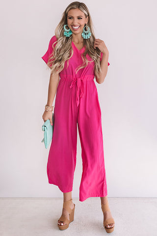 hot pink satin jumpsuit