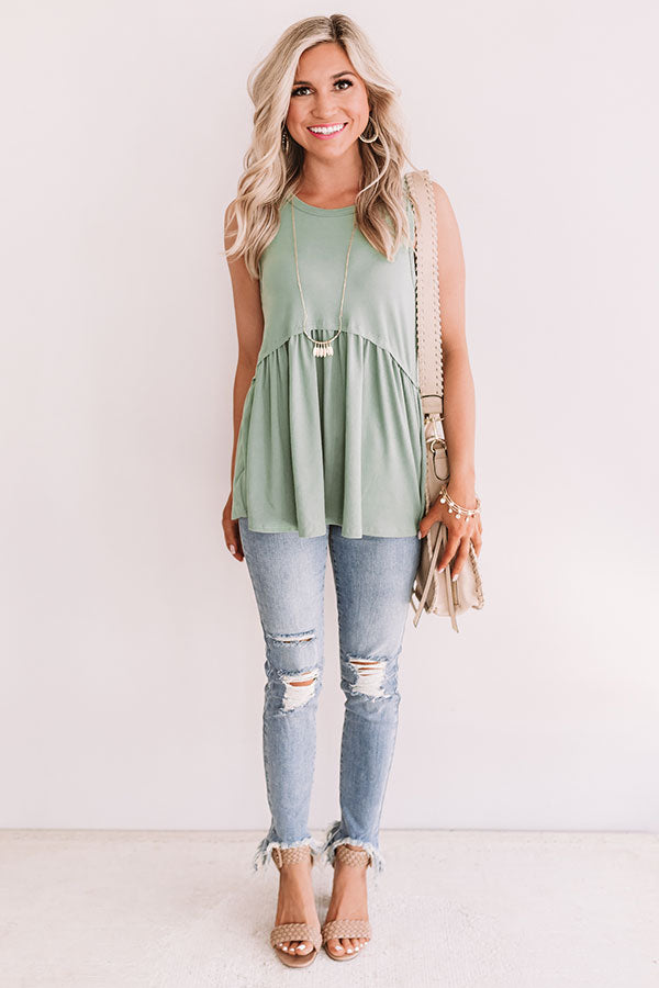 Sugar And Spritzers Babydoll Top In Pear • Impressions Online Boutique