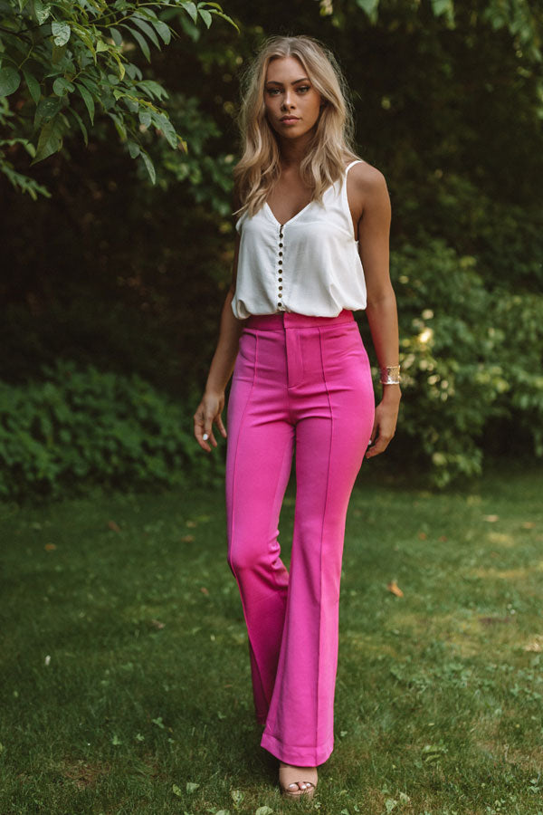 hot pink high waisted trousers