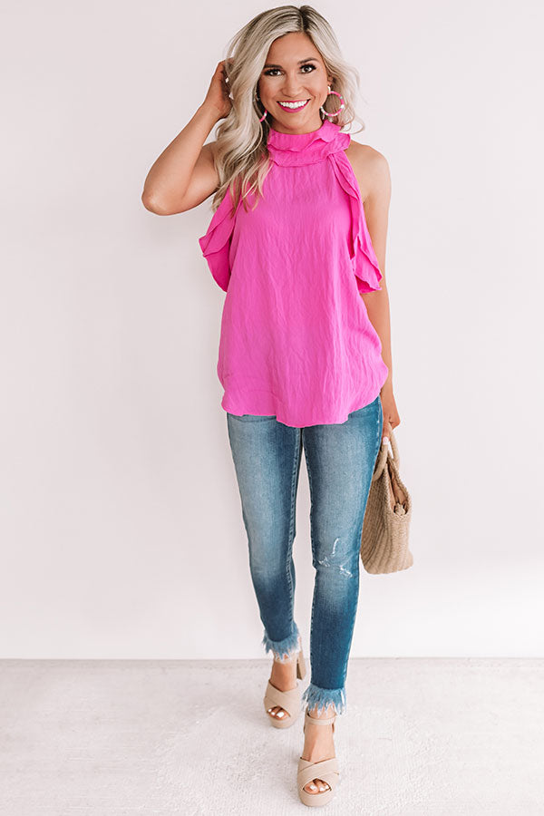 Eyes On You Ruffle Tank In Hot Pink • Impressions Online Boutique