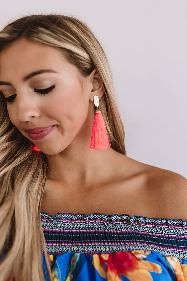 Cabana Fever Tassel Earrings In Neon Pink • Impressions Online Boutique
