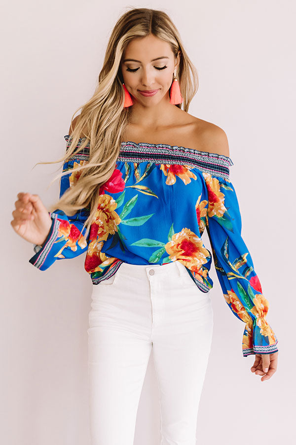 Cabana Fever Shift Top In Blue • Impressions Online Boutique