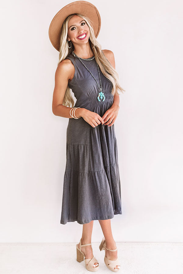 By The Beachside Midi In Charcoal • Impressions Online Boutique