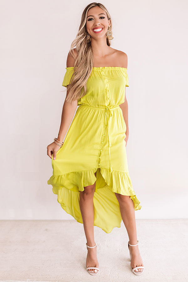 Seaside Vacay Button Up Dress In Lime Punch • Impressions Online Boutique