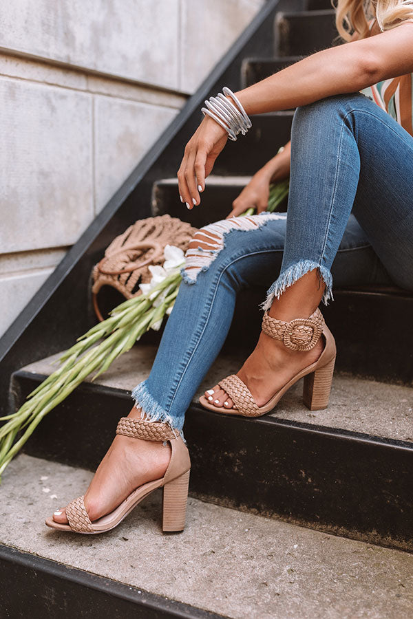 The Jess Faux Leather Heel in Warm Taupe