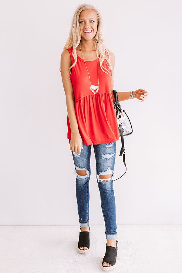 Sugar And Spritzers Babydoll Top In Red • Impressions Online Boutique