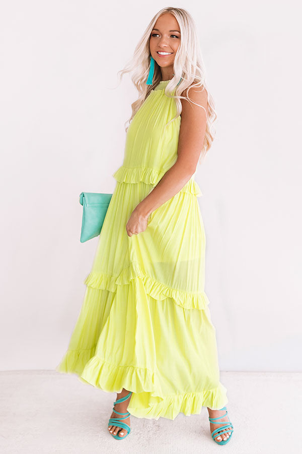 On Holiday Ruffle Maxi In Lime Punch • Impressions Online Boutique