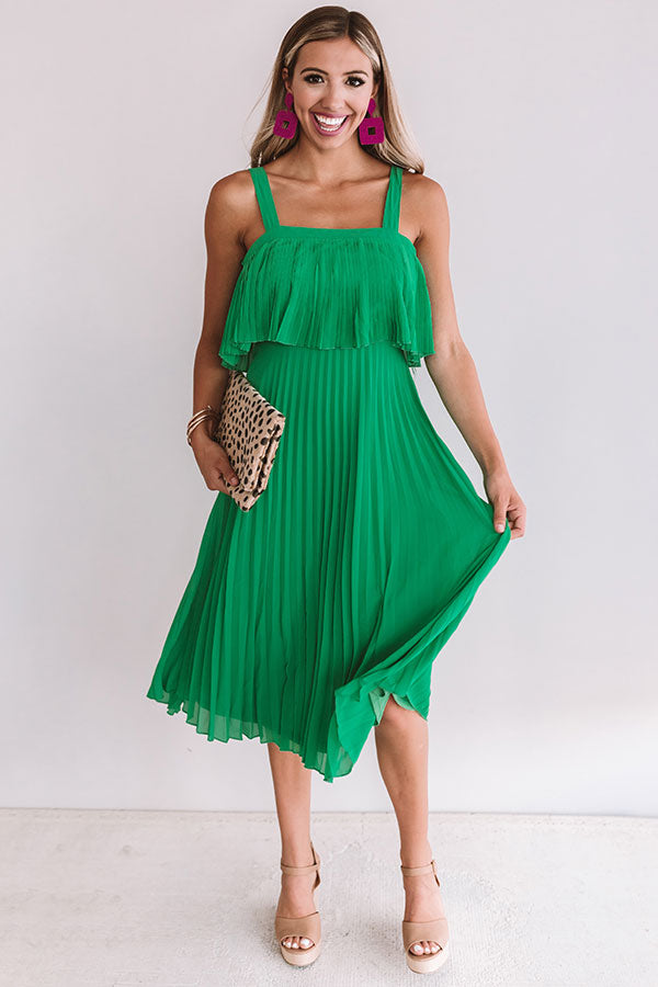 Ooh La Lolly Pleated Midi In Emerald • Impressions Online Boutique