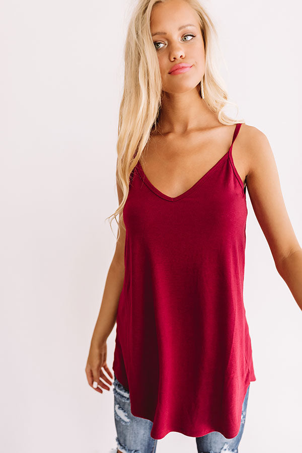 Kisses On The Coast Shift Tank In Wine • Impressions Online Boutique