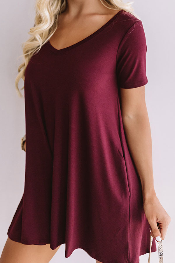 Down, Set, Chic T-Shirt Dress In Maroon • Impressions Online Boutique
