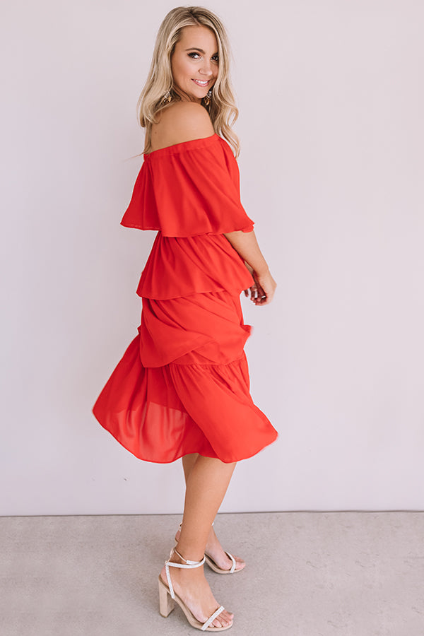 European Romance Tier Dress In Red • Impressions Online Boutique