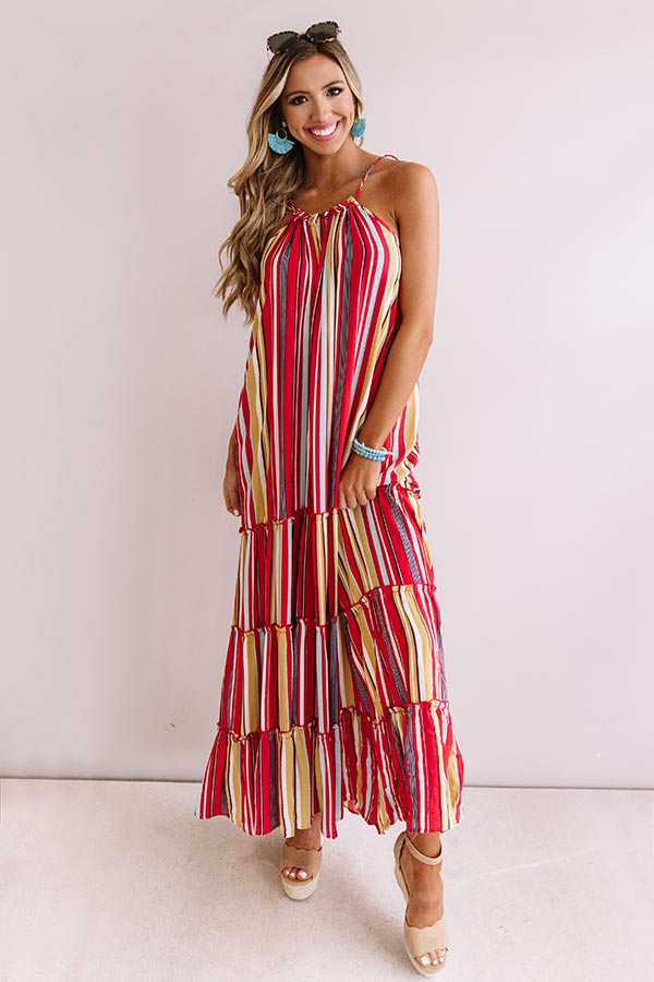 So Meant To Be Stripe Maxi In Red • Impressions Online Boutique