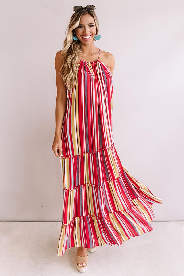 So Meant To Be Stripe Maxi In Red • Impressions Online Boutique