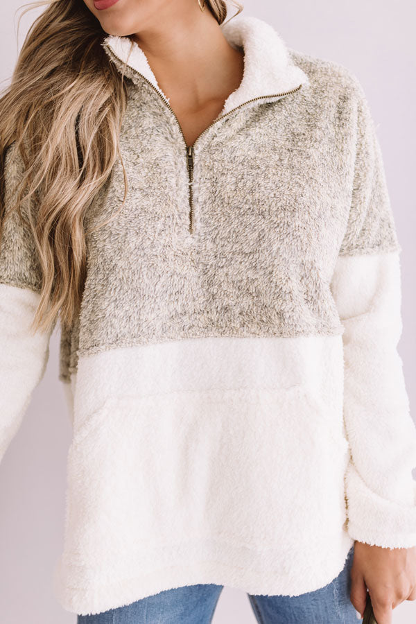 More Lattes, Please Sherpa Pullover In Beige • Impressions Online Boutique