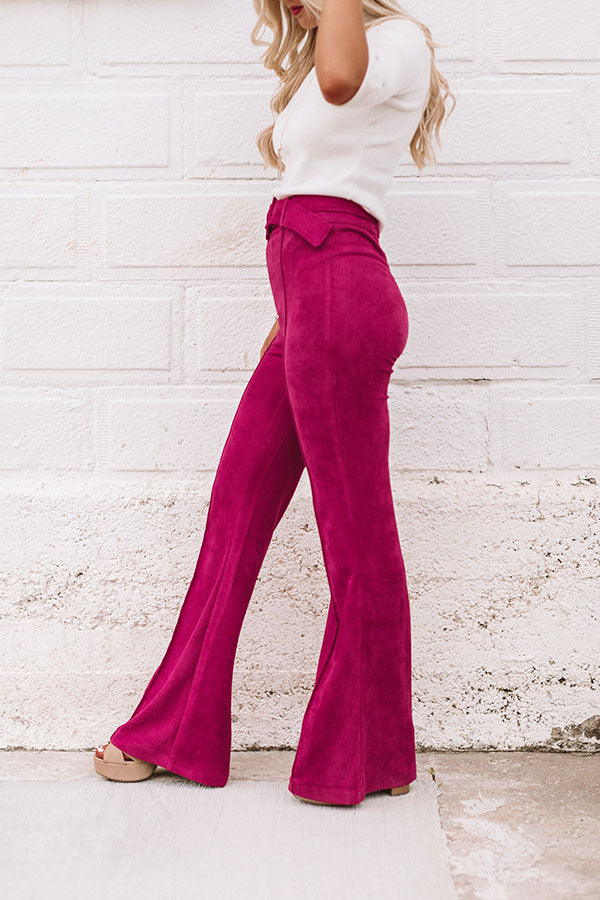 The Essie High Waist Faux Suede Flare in Fuchsia • Impressions Online ...