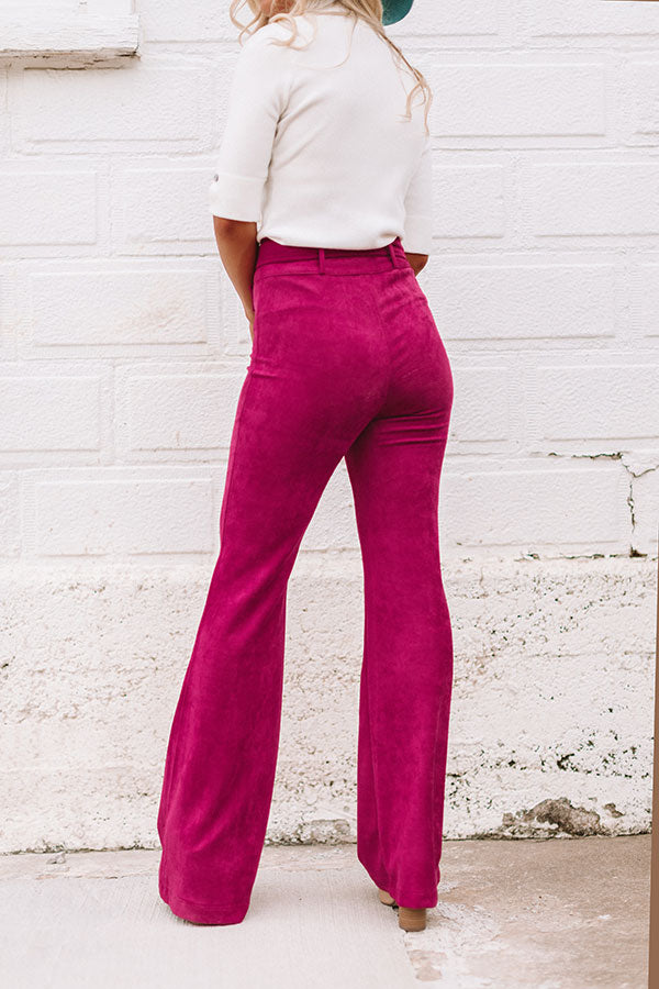 The Essie High Waist Faux Suede Flare in Fuchsia • Impressions Online ...