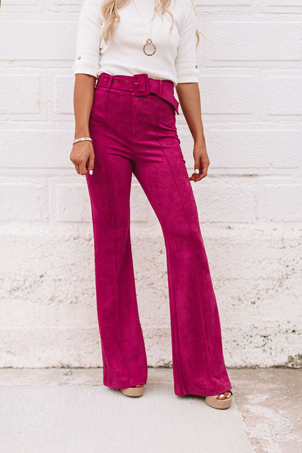 The Essie High Waist Faux Suede Flare in Fuchsia • Impressions Online ...