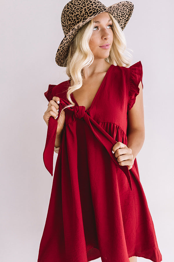 Champs And Cheers Front Tie Dress in Crimson • Impressions Online ...