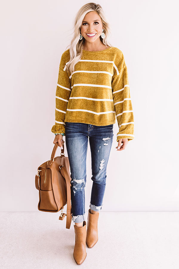 Pumpkin Spice Everything Chenille Sweater in Mustard • Impressions ...