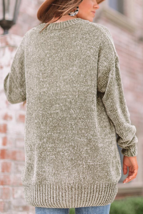 Cozy Celebration Chenille Sweater In Sage • Impressions Online Boutique