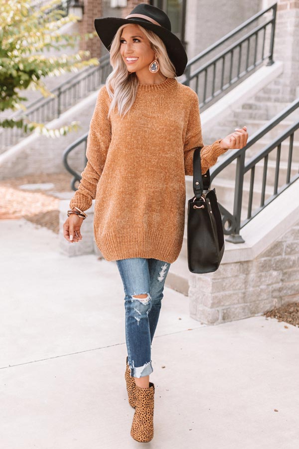 Cozy Celebration Chenille Sweater In Mustard • Impressions Online Boutique