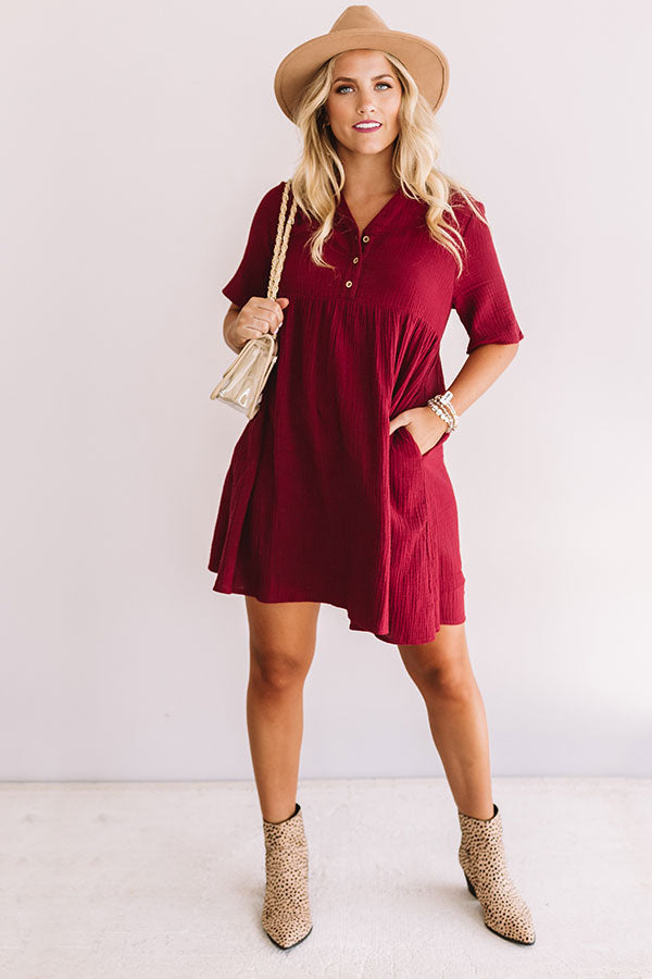 Southern Saturday Babydoll Dress in Maroon • Impressions Online Boutique