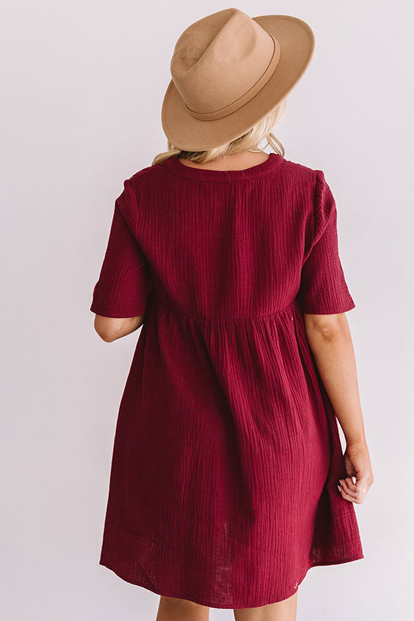 maroon babydoll dress