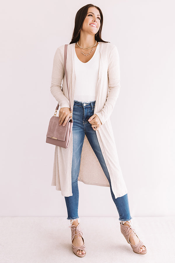 Simply Swept Away Ribbed Cardigan In Birch