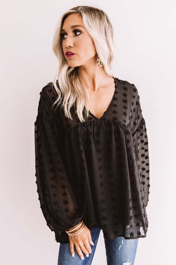 Spot On Babydoll Top In Black • Impressions Online Boutique