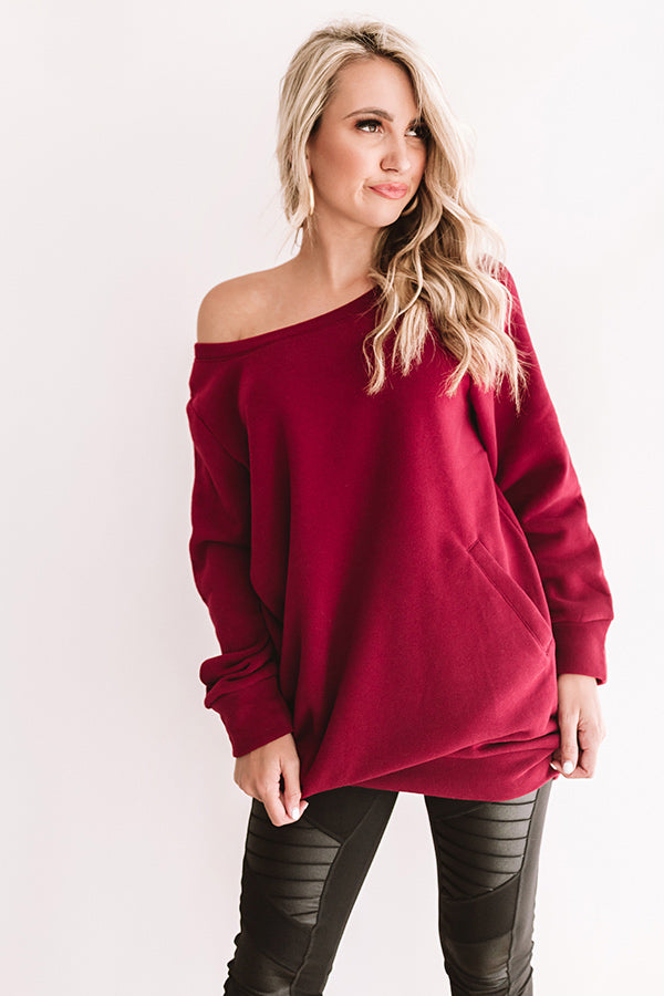 Cozy Content Sweatshirt Tunic In Wine • Impressions Online Boutique