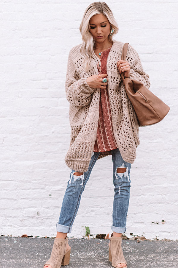 Hot Cocoa By The Fire Knit Cardigan In Taupe • Impressions Online Boutique