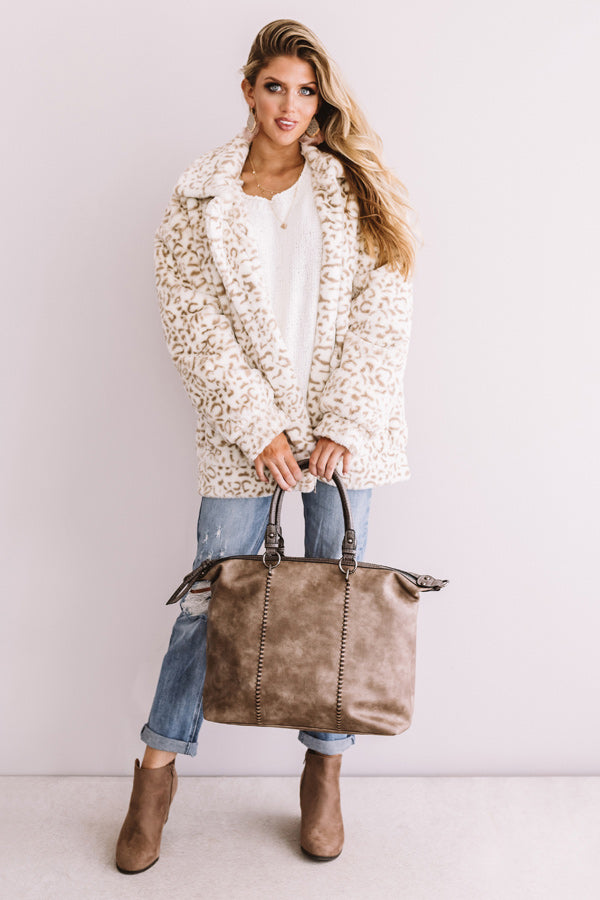 Leopard Lush Plush Coat In Ivory • Impressions Online Boutique