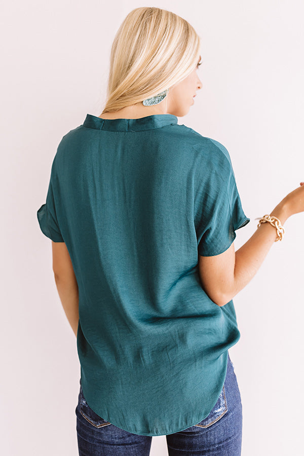 Meant For Martinis Satin Top In Teal • Impressions Online Boutique