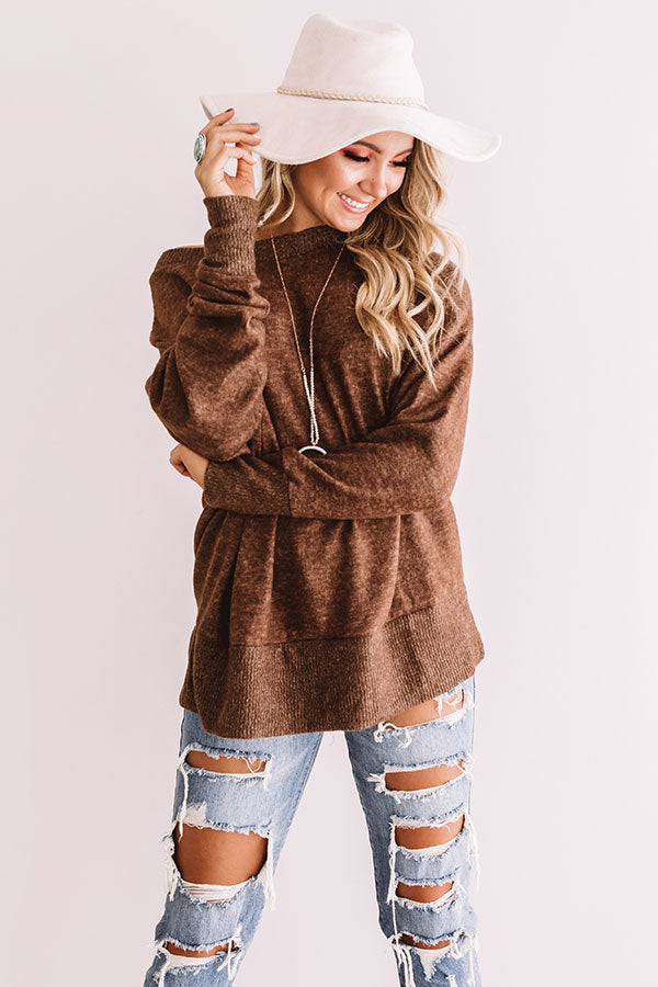 Latte Run Plush Shift Sweater In Brown • Impressions Online Boutique