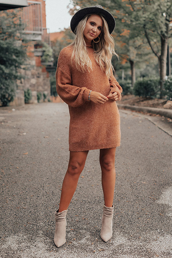Cheers For Cozy Sweater Dress In Rust 