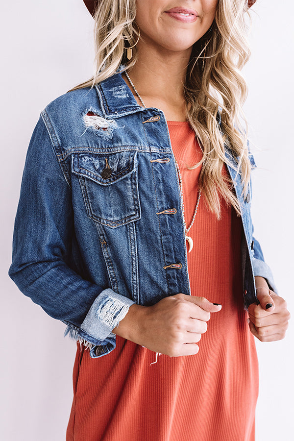 The Betsy Distressed Denim Crop Jacket • Impressions Online Boutique