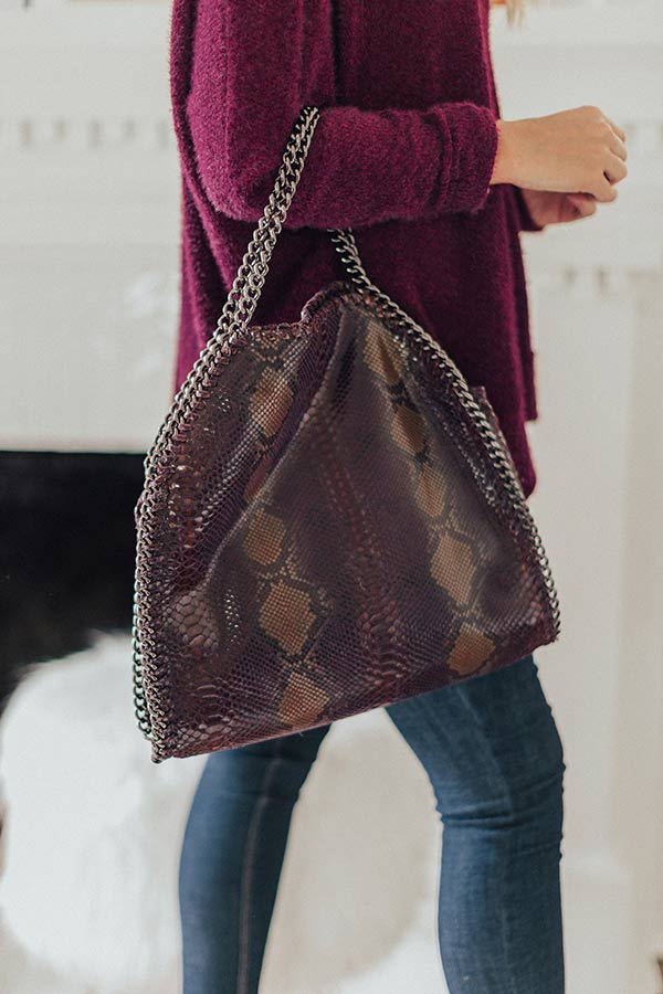 Hearts Run Wild Snake Print Tote In Purple • Impressions Online Boutique