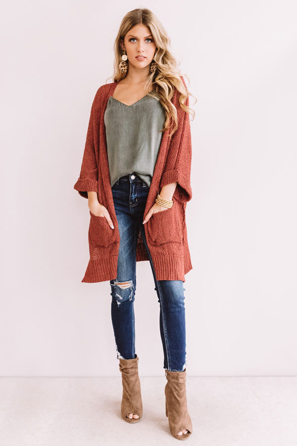 Weekend Out West Knit Cardigan In Dark Blush • Impressions Online Boutique