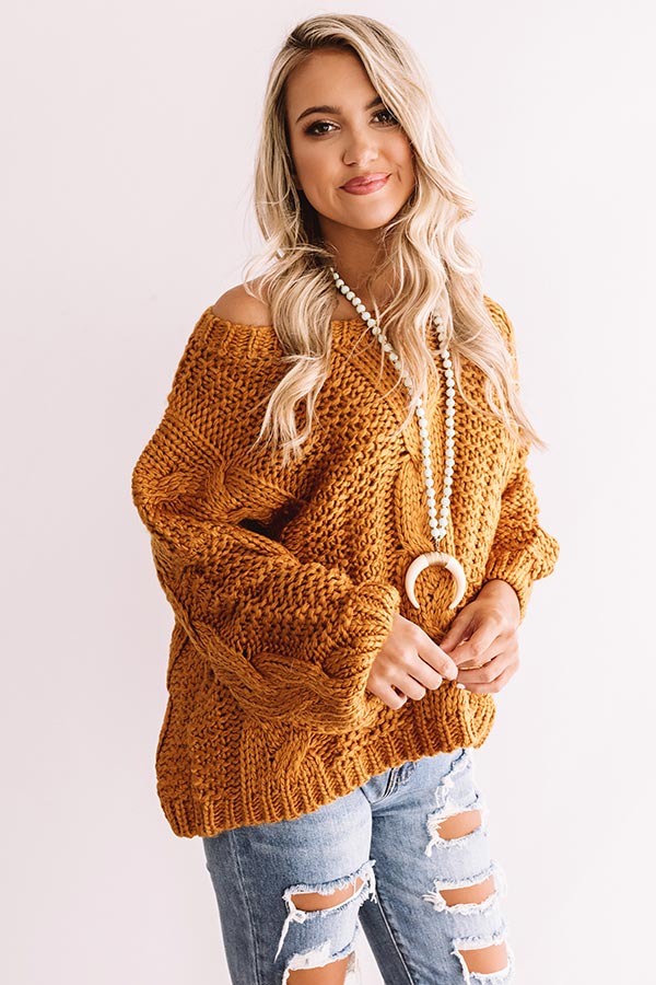 Wandering Through Winter Cable Knit Sweater In Pumpkin • Impressions