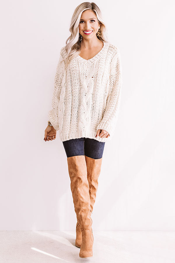 Wandering Through Winter Cable Knit Sweater In Ivory • Impressions