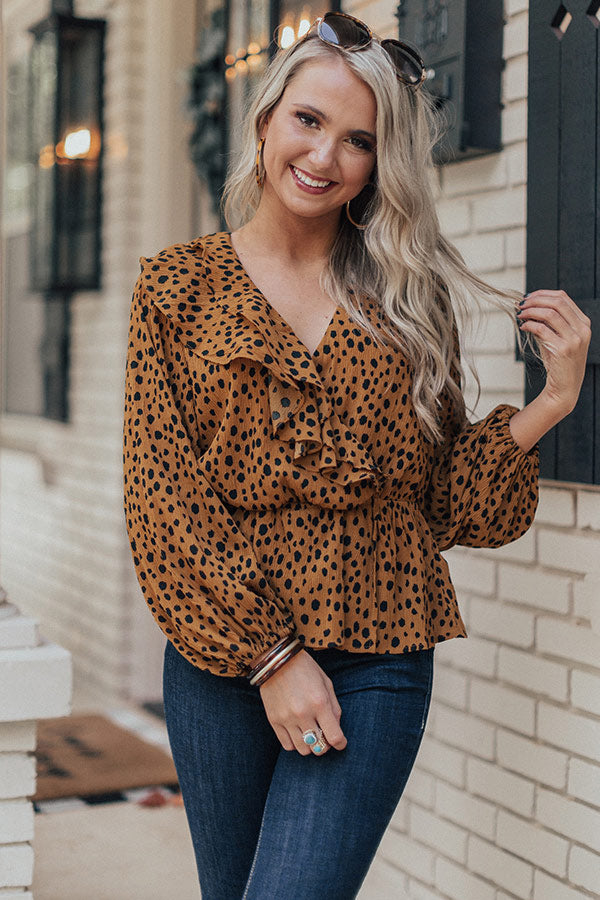 London Lady Leopard Ruffle Top • Impressions Online Boutique