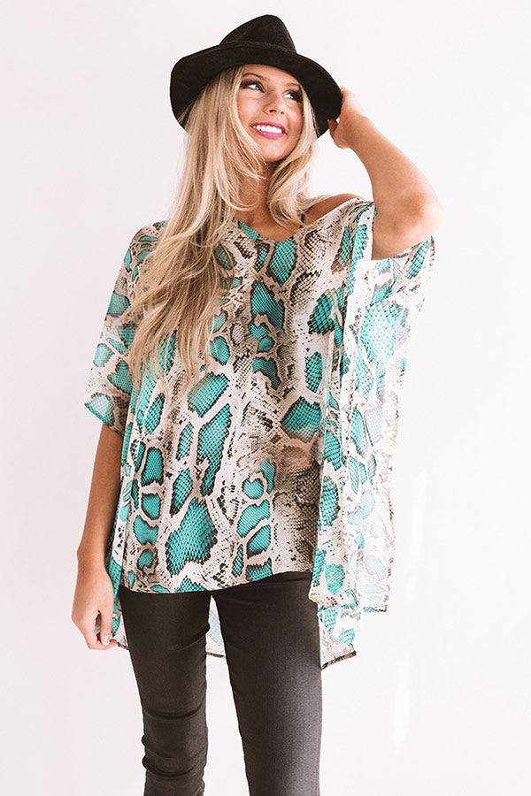 Soiree In The City Snake Print Shift Tunic In Turquoise