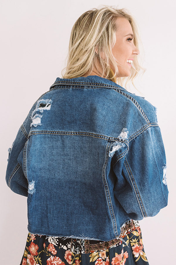 The Remy Distressed Denim Crop Jacket • Impressions Online Boutique