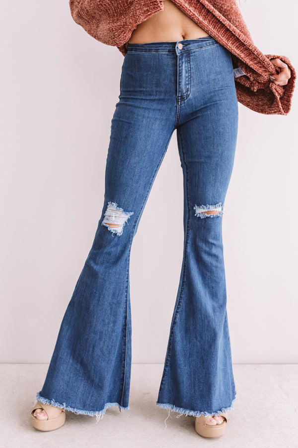 The Jonas High Waist Distressed Flare In Medium Wash • Impressions ...