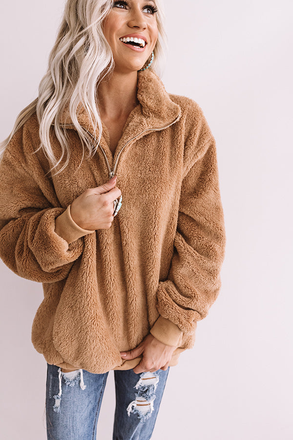 London Bridge Sherpa Pullover In Iced Latte • Impressions Online Boutique