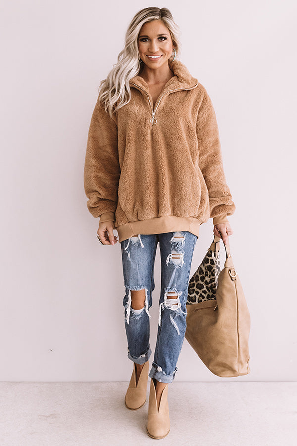 London Bridge Sherpa Pullover In Iced Latte • Impressions Online Boutique